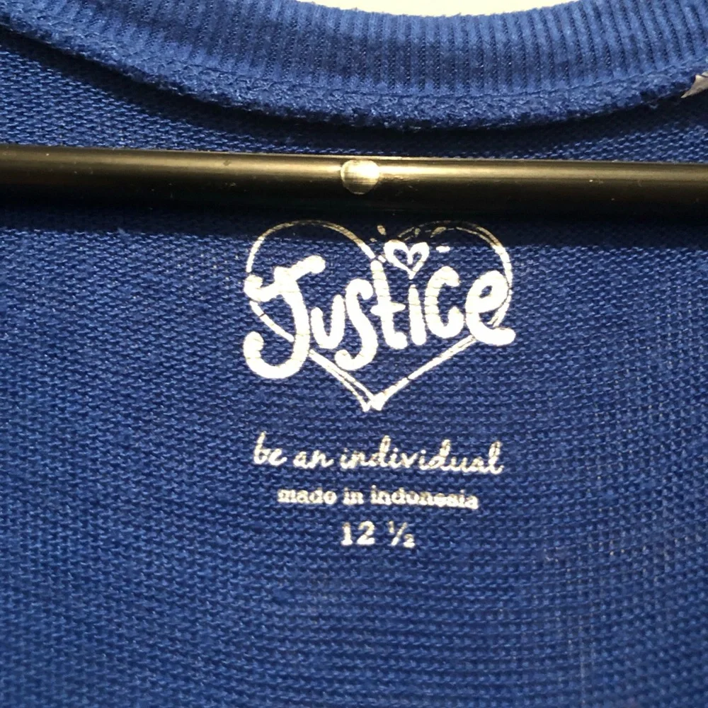 Justice Girls Sweatshirt Size 12.5 Blue Graphic Pullover